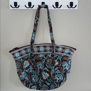 Vera Bradley Java Mocha weekender duffel Tote Bag - y2k Blue and Brown